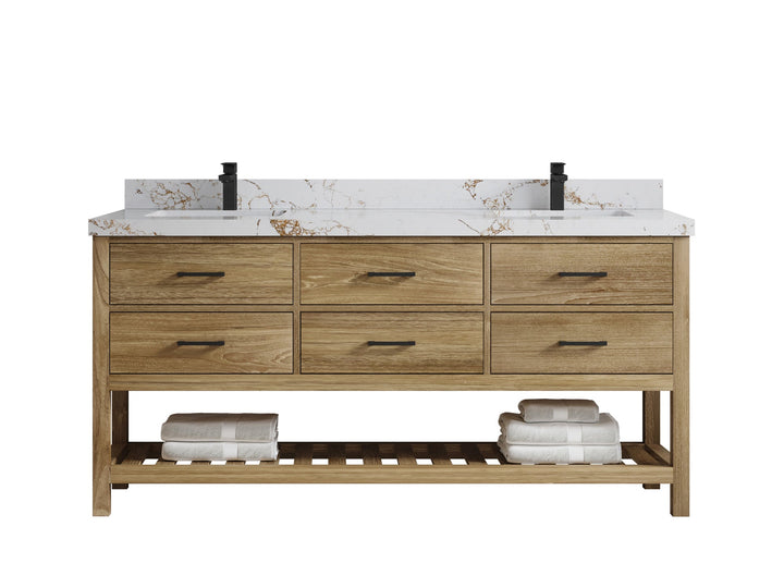 Parker Teak Wood 72 in. W x 22 in. D Double Sink Bathroom Vanity - photo 23