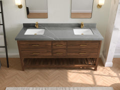 Parker Teak Wood 72 in. W x 22 in. D Double Sink Bathroom Vanity - photo 27