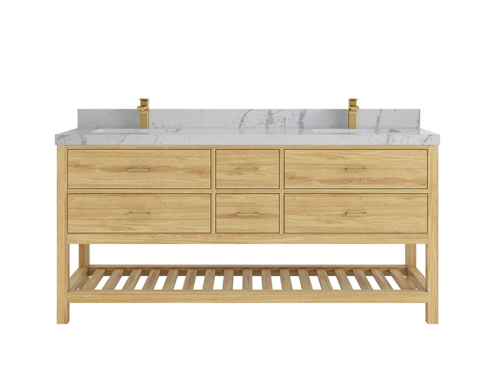 Parker Teak Wood 72 in. W x 22 in. D Double Sink Bathroom Vanity - photo 20
