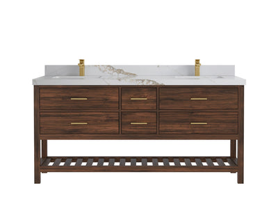 Parker Teak Wood 72 in. W x 22 in. D Double Sink Bathroom Vanity - Willow Bath and Vanity