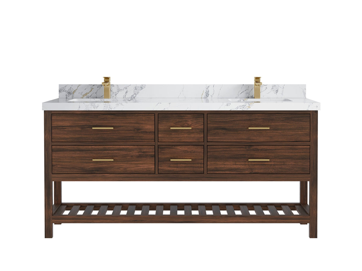 Parker Teak Wood 72 in. W x 22 in. D Double Sink Bathroom Vanity - Willow Bath and Vanity