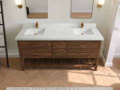 Parker Teak Wood 72 in. W x 22 in. D Double Sink Bathroom Vanity - photo 23