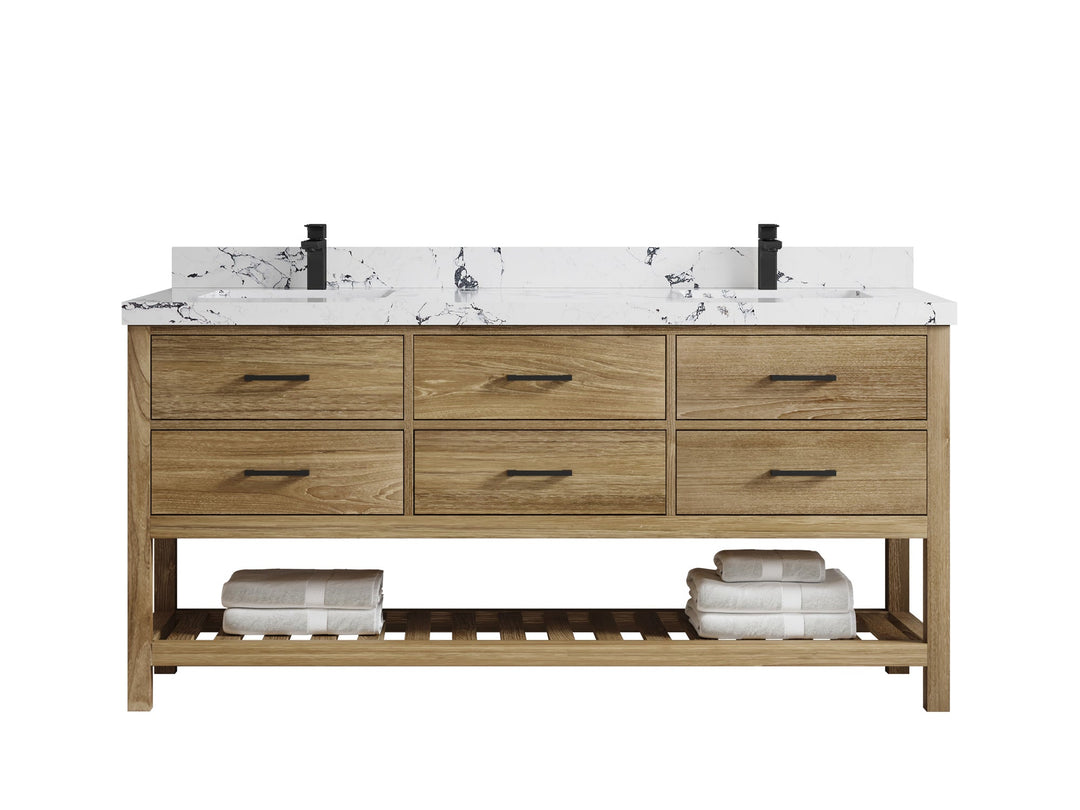 Parker Teak Wood 72 in. W x 22 in. D Double Sink Bathroom Vanity - Willow Bath and Vanity