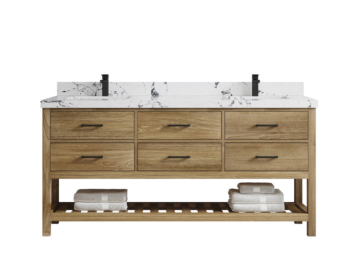Parker Teak Wood 72 in. W x 22 in. D Double Sink Bathroom Vanity - photo 24
