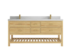 Parker Teak Wood 72 in. W x 22 in. D Double Sink Bathroom Vanity - photo 1