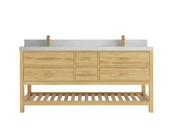 Parker Teak Wood 72 in. W x 22 in. D Double Sink Bathroom Vanity - photo 1