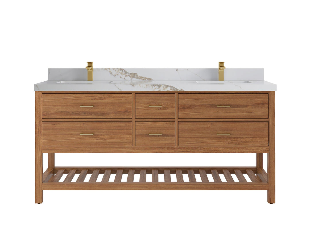 Parker Teak Wood 72 in. W x 22 in. D Double Sink Bathroom Vanity - Willow Bath and Vanity