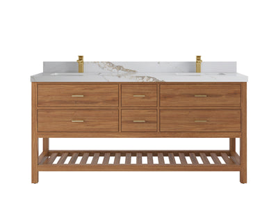 Parker Teak Wood 72 in. W x 22 in. D Double Sink Bathroom Vanity - Willow Bath and Vanity