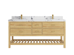 Parker Teak Wood 72 in. W x 22 in. D Double Sink Bathroom Vanity - photo 34