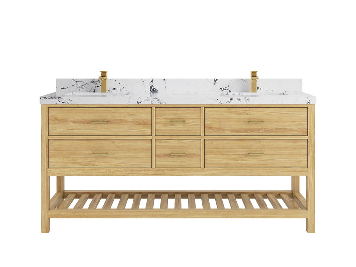 Parker Teak Wood 72 in. W x 22 in. D Double Sink Bathroom Vanity - photo 34