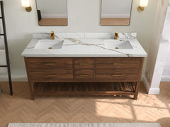 Parker Teak Wood 72 in. W x 22 in. D Double Sink Bathroom Vanity - photo 9