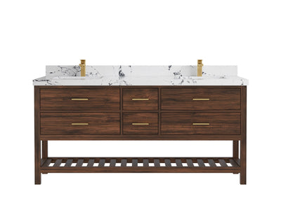 Parker Teak Wood 72 in. W x 22 in. D Double Sink Bathroom Vanity - Willow Bath and Vanity