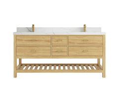 Parker Teak Wood 72 in. W x 22 in. D Double Sink Bathroom Vanity - photo 12