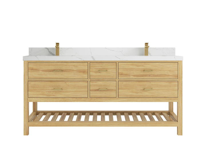 Parker Teak Wood 72 in. W x 22 in. D Double Sink Bathroom Vanity - photo 12
