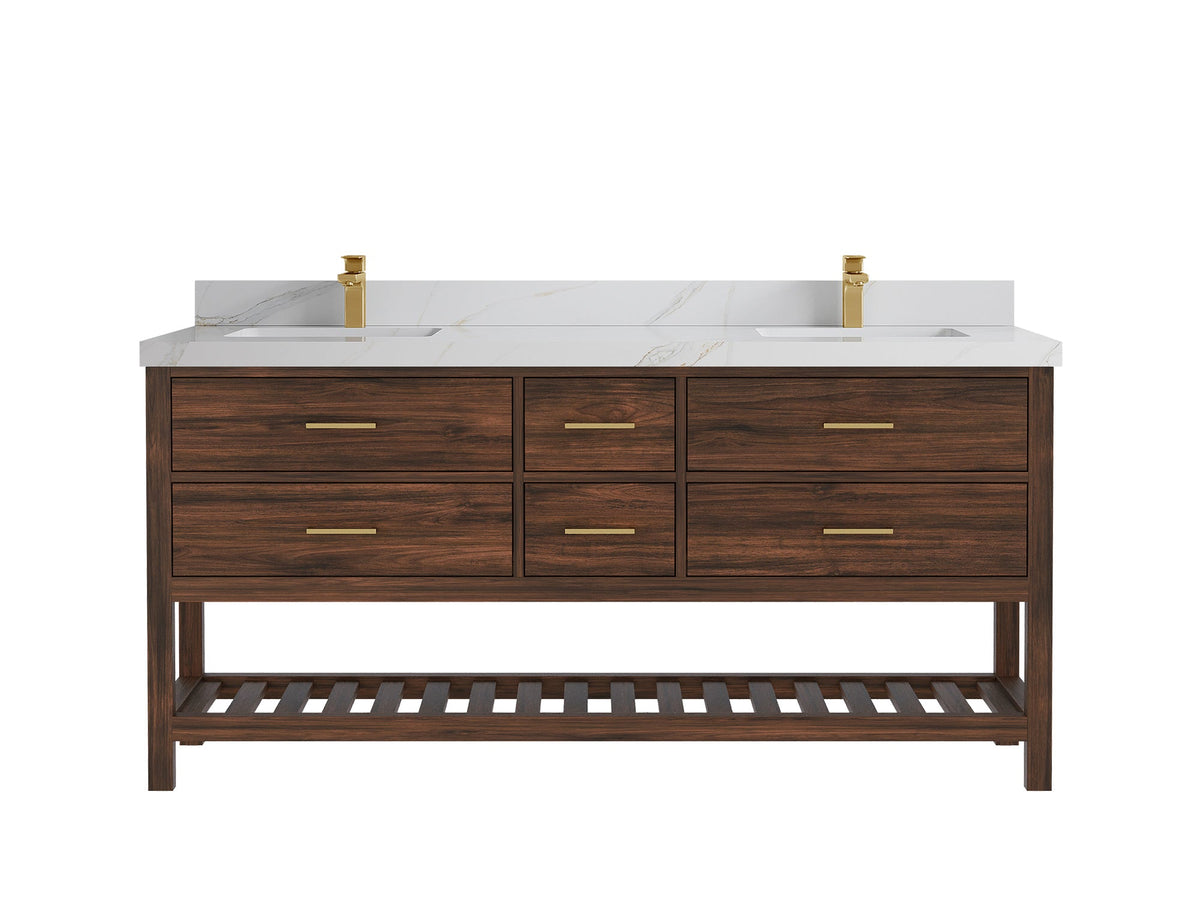Parker Teak Wood 72 in. W x 22 in. D Double Sink Bathroom Vanity - Willow Bath and Vanity