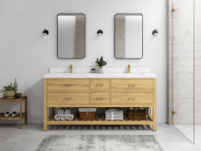 Parker Teak Wood 72 in. W x 22 in. D Double Sink Bathroom Vanity - Willow Bath and Vanity