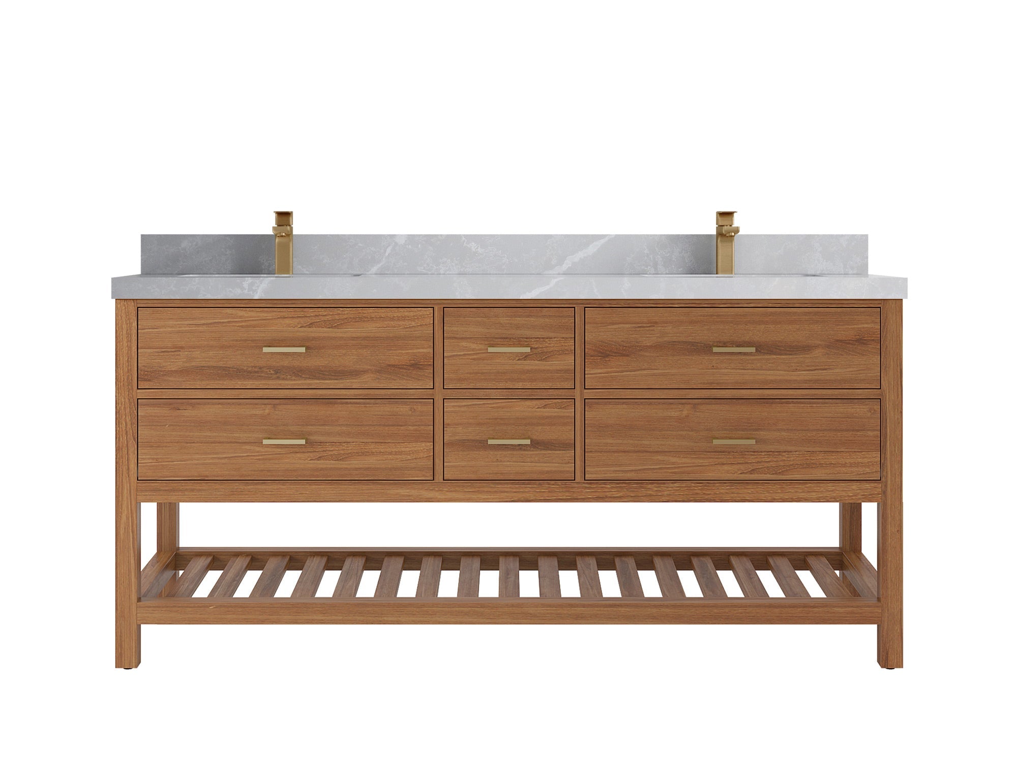 Parker Teak Wood 72 in. W x 22 in. D Double Sink Bathroom Vanity - Willow Bath and Vanity