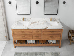Parker Teak Wood 72 in. W x 22 in. D Double Sink Bathroom Vanity - photo 31