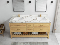 Parker Teak Wood 72 in. W x 22 in. D Double Sink Bathroom Vanity - photo 35