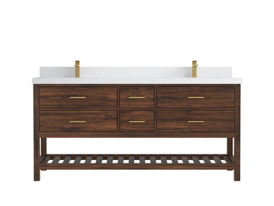 Parker Teak Wood 72 in. W x 22 in. D Double Sink Bathroom Vanity - Willow Bath and Vanity