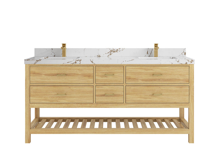 Parker Teak Wood 72 in. W x 22 in. D Double Sink Bathroom Vanity - photo 36
