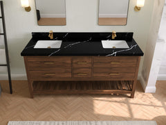 Parker Teak Wood 72 in. W x 22 in. D Double Sink Bathroom Vanity - photo 7