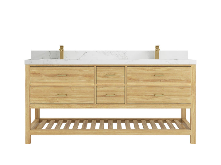 Parker Teak Wood 72 in. W x 22 in. D Double Sink Bathroom Vanity - photo 14