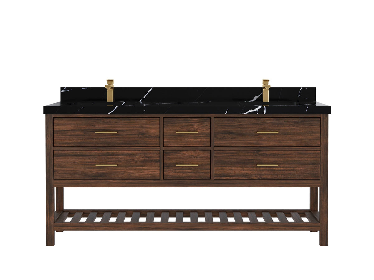 Parker Teak Wood 72 in. W x 22 in. D Double Sink Bathroom Vanity - Willow Bath and Vanity