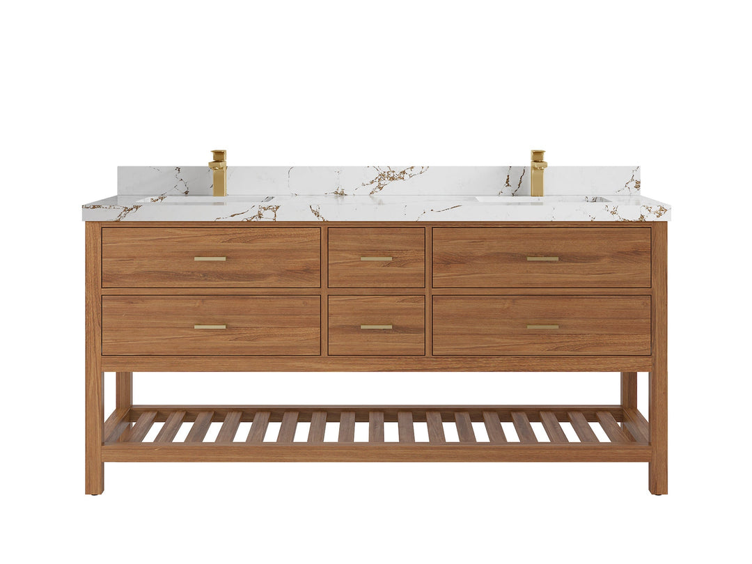 Parker Teak Wood 72 in. W x 22 in. D Double Sink Bathroom Vanity - Willow Bath and Vanity