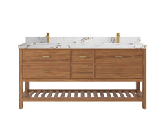 Parker Teak Wood 72 in. W x 22 in. D Double Sink Bathroom Vanity - photo 30