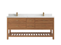 Parker Teak Wood 72 in. W x 22 in. D Double Sink Bathroom Vanity - photo 16