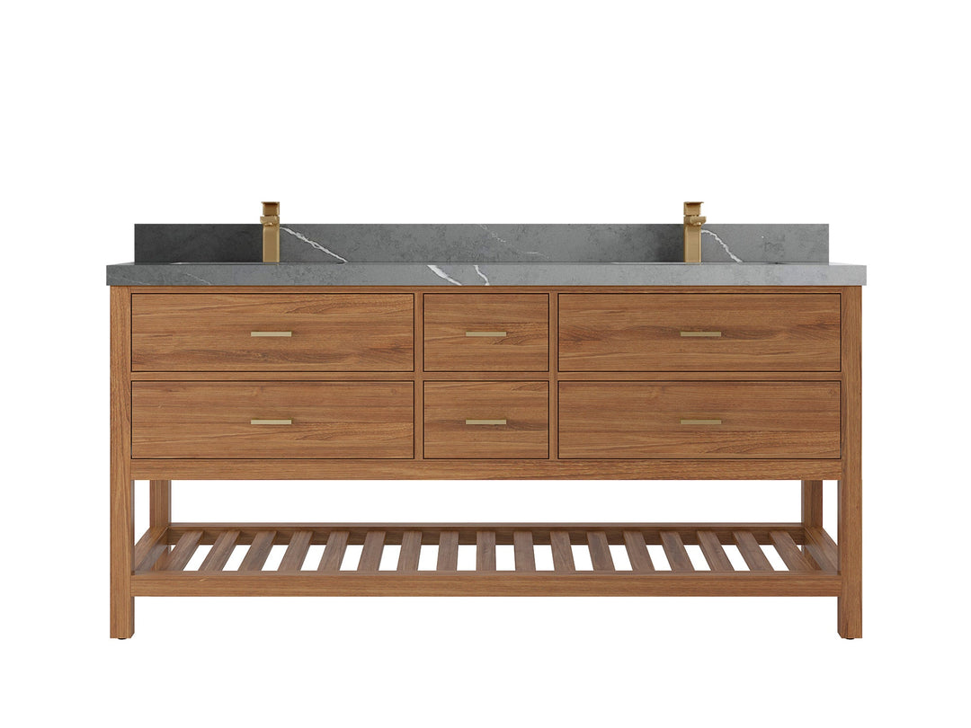 Parker Teak Wood 72 in. W x 22 in. D Double Sink Bathroom Vanity - Willow Bath and Vanity