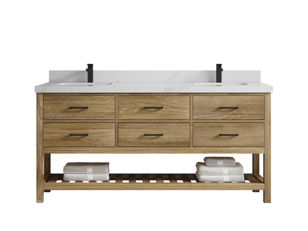 Parker Teak Wood 72 in. W x 22 in. D Double Sink Bathroom Vanity - Willow Bath and Vanity