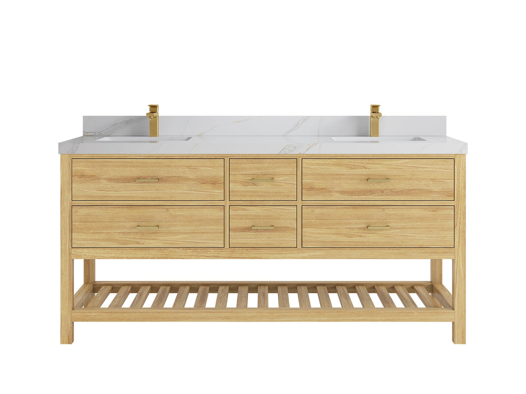 Parker Teak Wood 72 in. W x 22 in. D Double Sink Bathroom Vanity - Willow Bath and Vanity