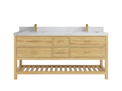 Parker Teak Wood 72 in. W x 22 in. D Double Sink Bathroom Vanity - Willow Bath and Vanity