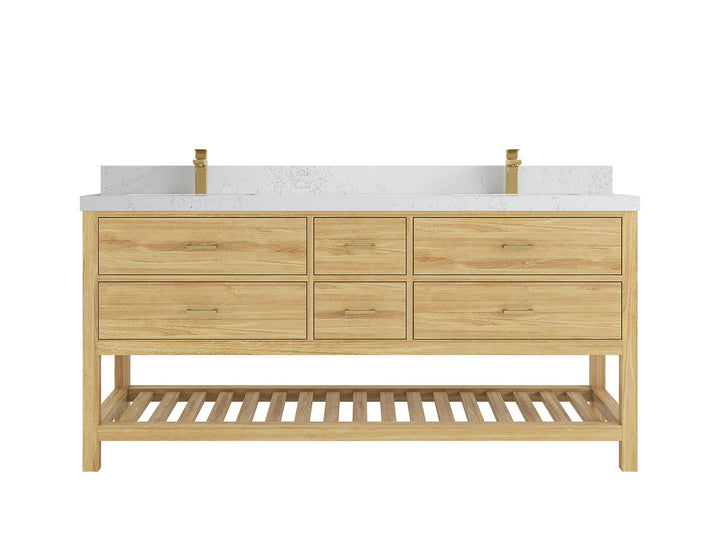 Parker Teak Wood 72 in. W x 22 in. D Double Sink Bathroom Vanity - photo 16
