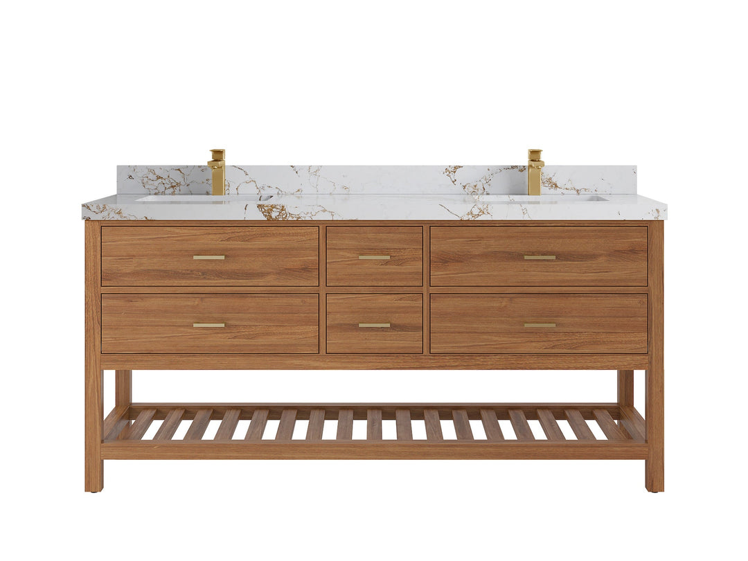 Parker Teak Wood 72 in. W x 22 in. D Double Sink Bathroom Vanity - Willow Bath and Vanity