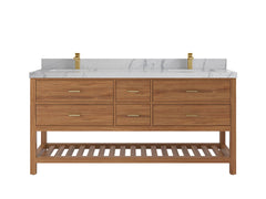 Parker Teak Wood 72 in. W x 22 in. D Double Sink Bathroom Vanity - photo 36
