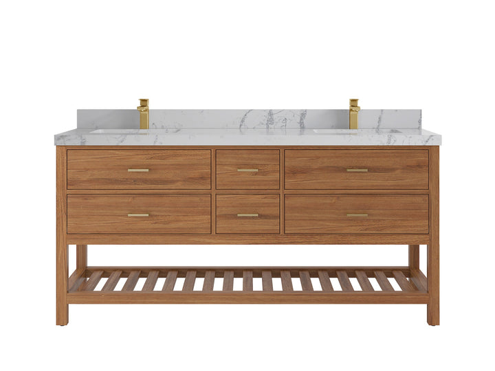 Parker Teak Wood 72 in. W x 22 in. D Double Sink Bathroom Vanity - photo 36