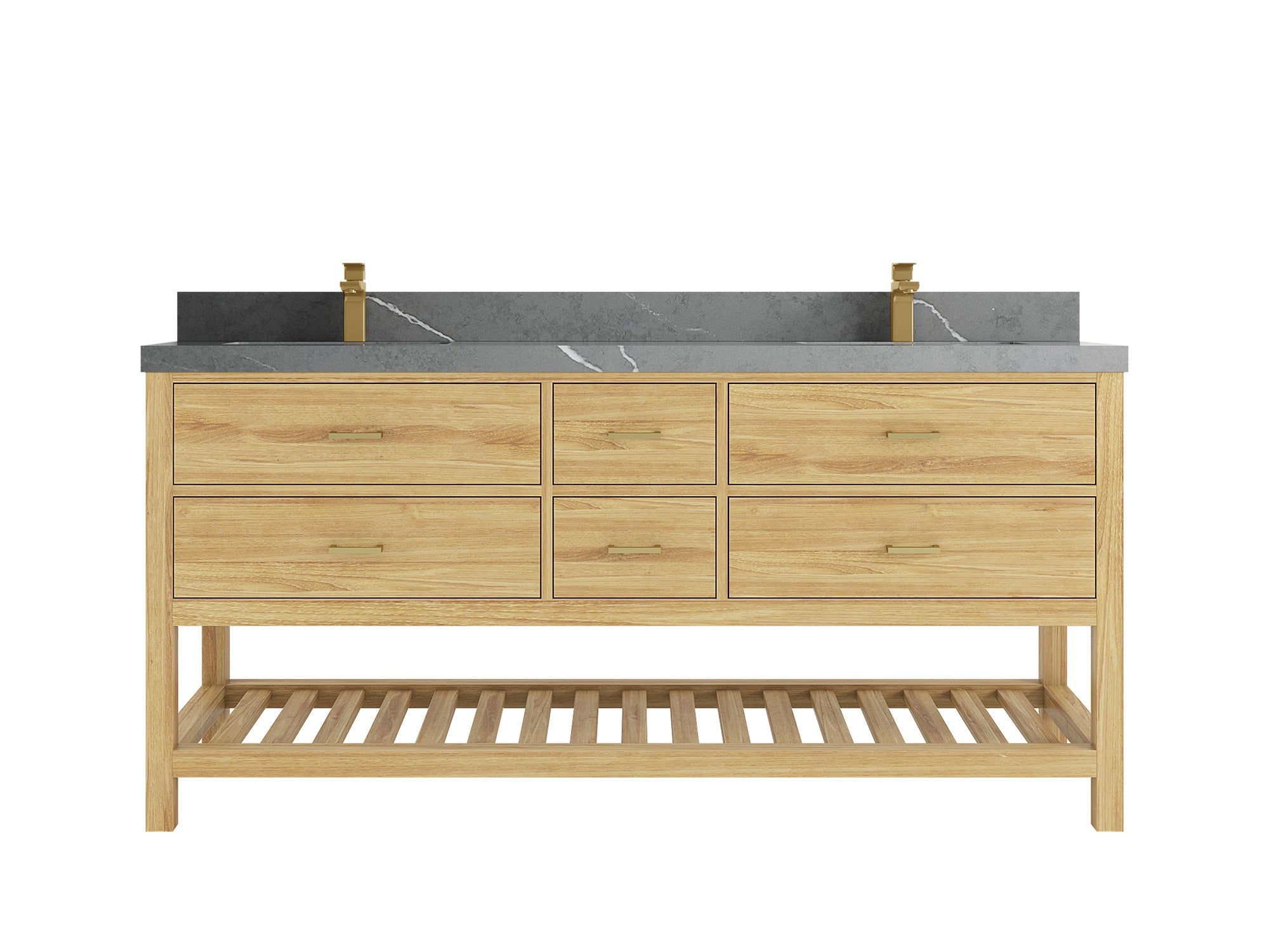 Parker Teak Wood 72 in. W x 22 in. D Double Sink Bathroom Vanity - Willow Bath and Vanity