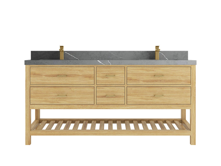 Parker Teak Wood 72 in. W x 22 in. D Double Sink Bathroom Vanity - photo 38