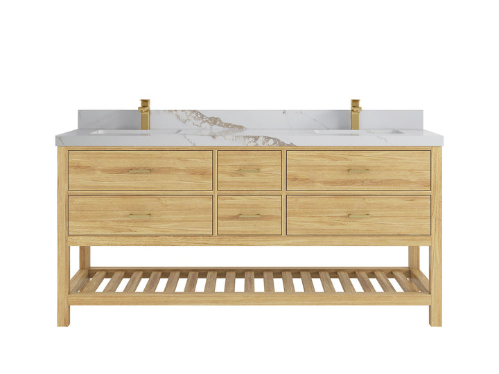Parker Teak Wood 72 in. W x 22 in. D Double Sink Bathroom Vanity - photo 10
