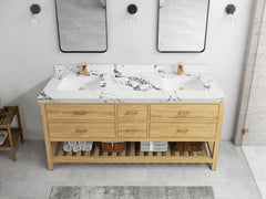Parker Teak Wood 72 in. W x 22 in. D Double Sink Bathroom Vanity - photo 33