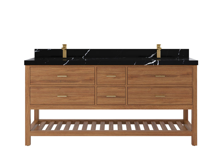 Parker Teak Wood 72 in. W x 22 in. D Double Sink Bathroom Vanity - photo 12