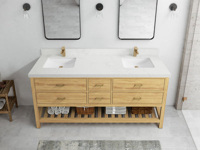 Parker Teak Wood 72 in. W x 22 in. D Double Sink Bathroom Vanity - Willow Bath and Vanity