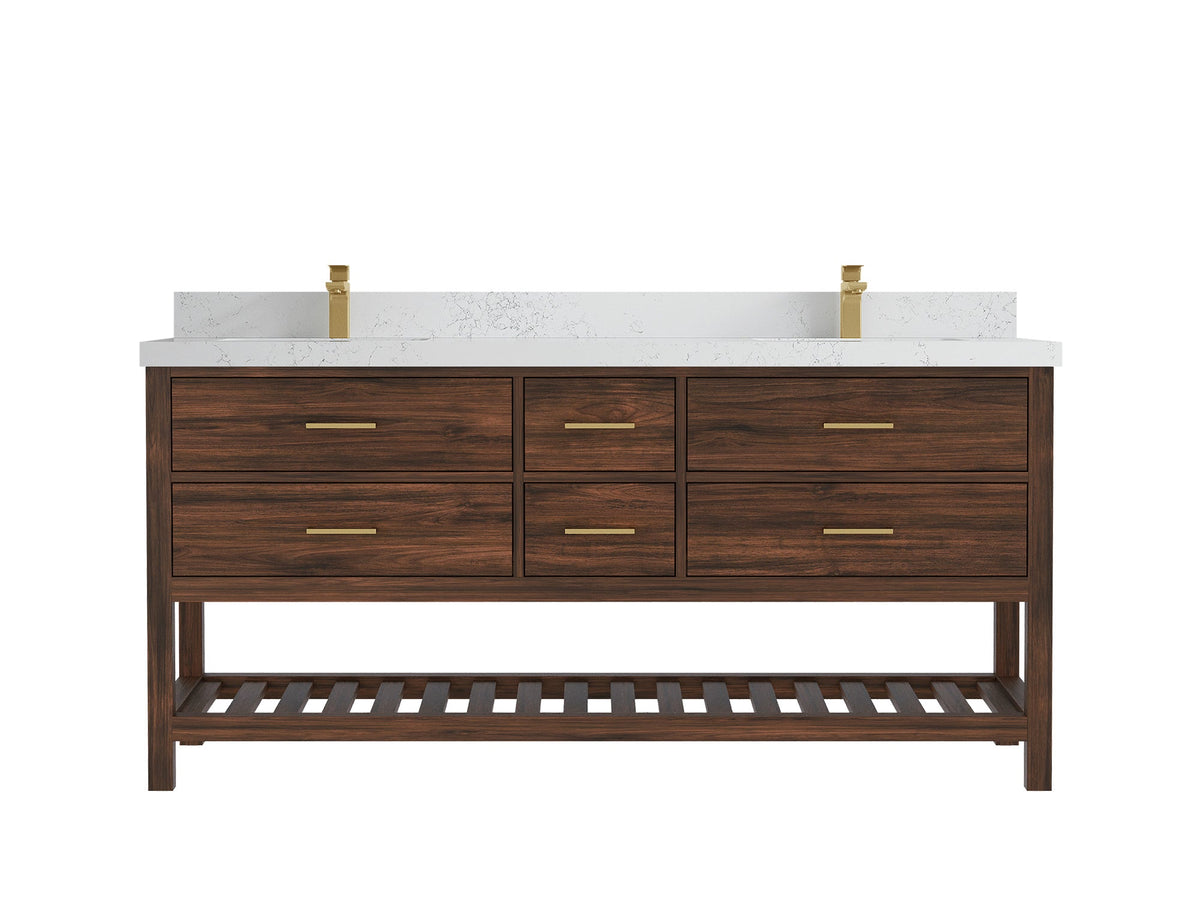 Parker Teak Wood 72 in. W x 22 in. D Double Sink Bathroom Vanity - Willow Bath and Vanity