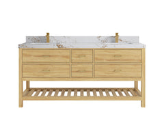Parker Teak Wood 72 in. W x 22 in. D Double Sink Bathroom Vanity - photo 32
