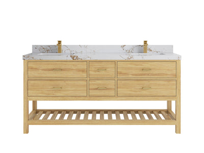 Parker Teak Wood 72 in. W x 22 in. D Double Sink Bathroom Vanity - Willow Bath and Vanity