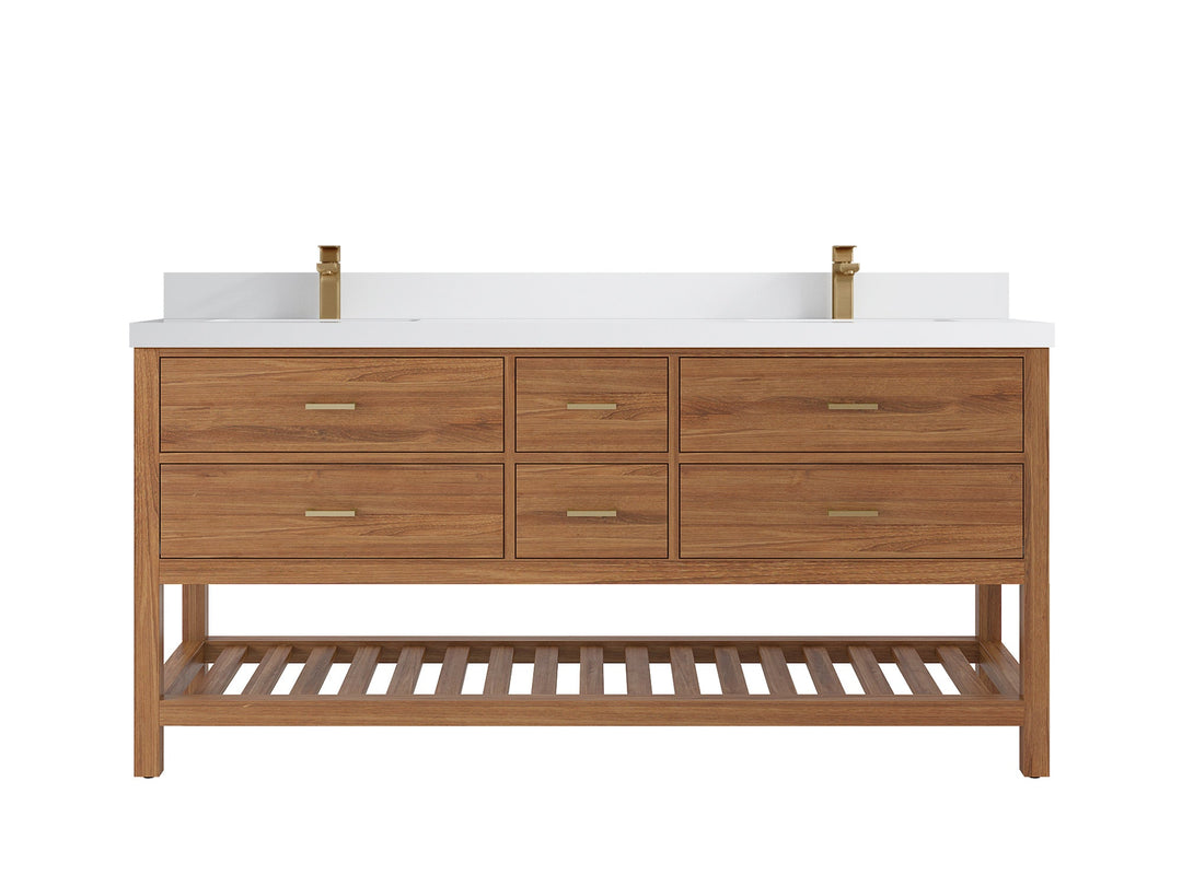 Parker Teak Wood 72 in. W x 22 in. D Double Sink Bathroom Vanity - Willow Bath and Vanity