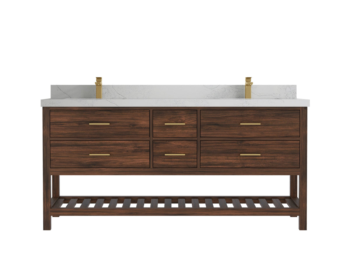 Parker Teak Wood 72 in. W x 22 in. D Double Sink Bathroom Vanity - Willow Bath and Vanity